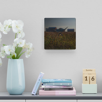 U R There Photography Slattery Road Farm and Cornfield I Rustic Farmhouse Acrylic Analog Wall Clock