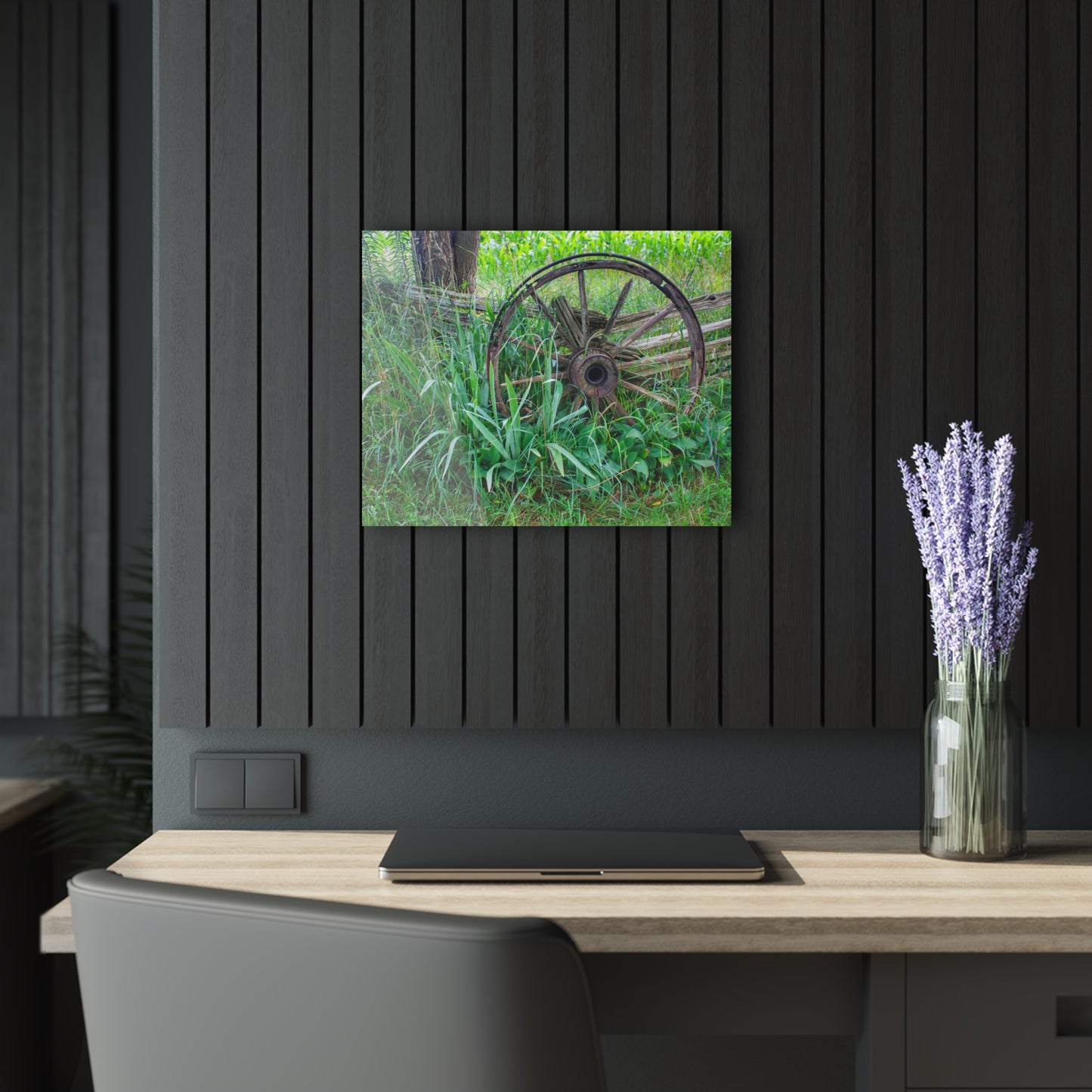 U R There Photography Wagon Wheel Fences Rustic Farmhouse Acrylic Wall Print