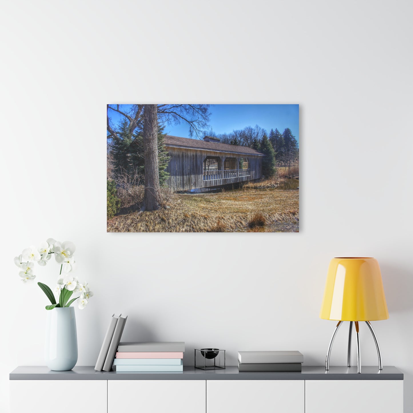 Barn Boutique Modern Farmhouse Acrylic Wall Print| Covered Bridge of Campground Road I