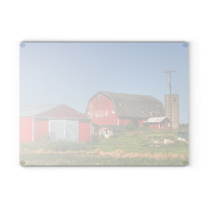 U R There Photography Greenwood Road Red I Rustic Farmhouse Tempered-Glass Cutting Board