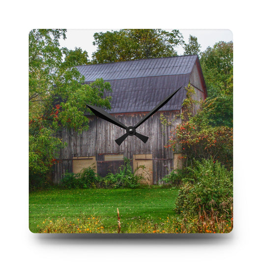 North Lake Road Hidden Grey Rustic Farmhouse Acrylic Analog Wall Clock 10.75'' × 10.75'' (Square)