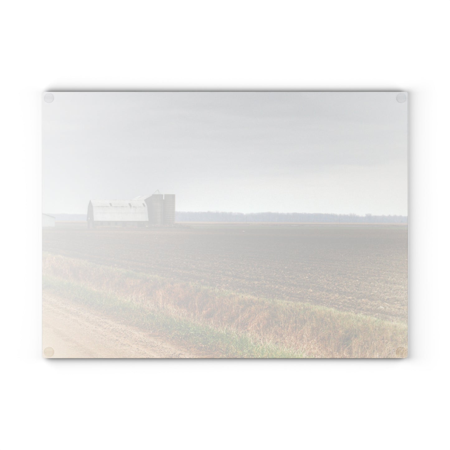 U R There Photography North Gates Road Old Grey I Rustic Farmhouse Tempered-Glass Cutting Board 8"x 11"