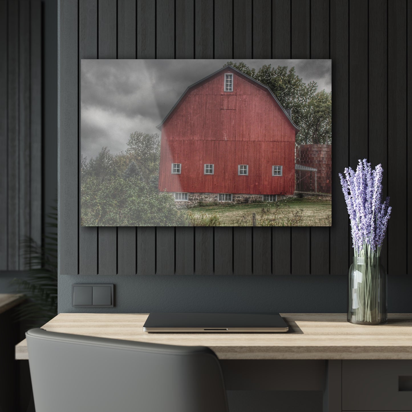 U R There Photography Vassar Road Red II Rustic Farmhouse Acrylic Wall Print