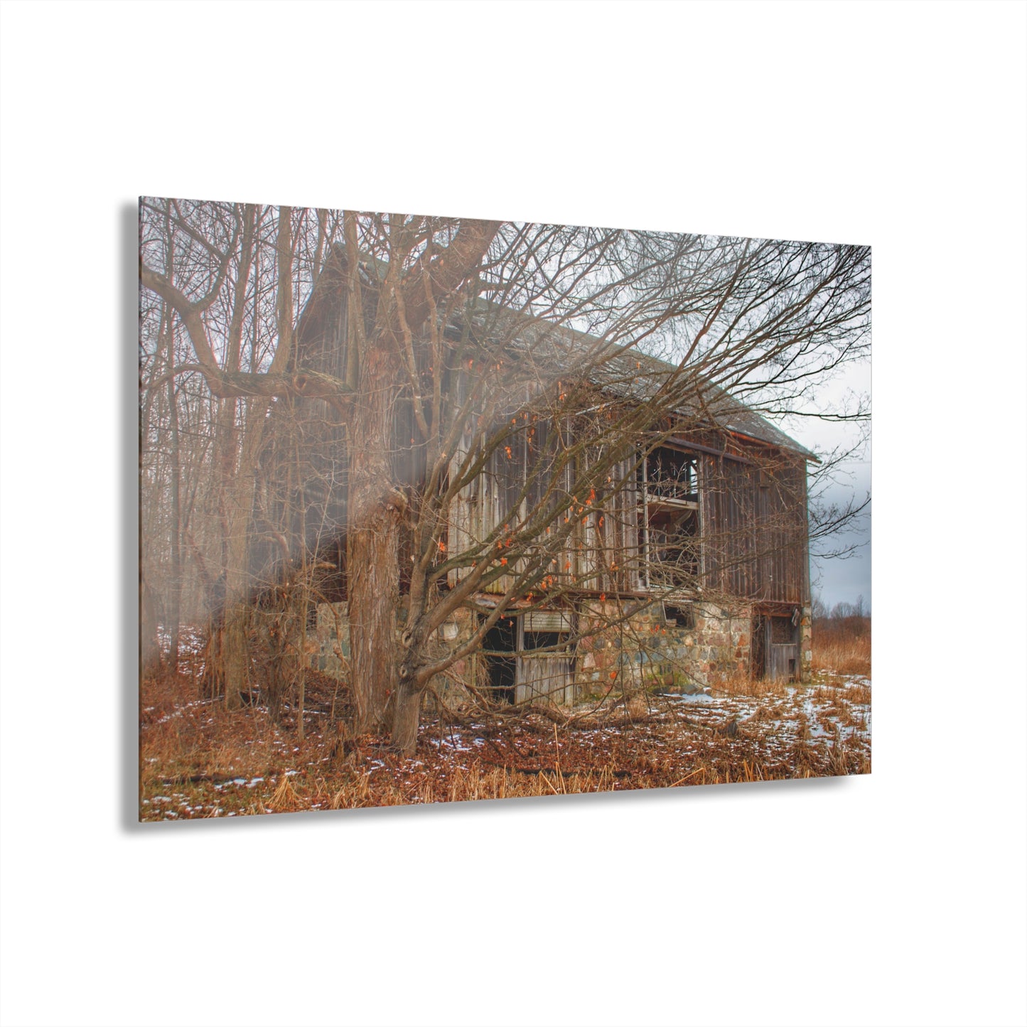 U R There Photography Norway Lake Hidden Grey II Rustic Farmhouse Acrylic Wall Print
