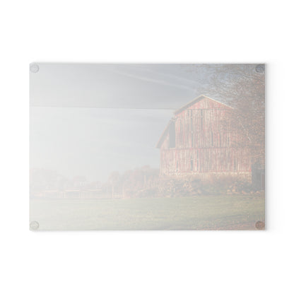 U R There Photography Marathon Road Red Cow Barn Rustic Farmhouse Tempered-Glass Cutting Board