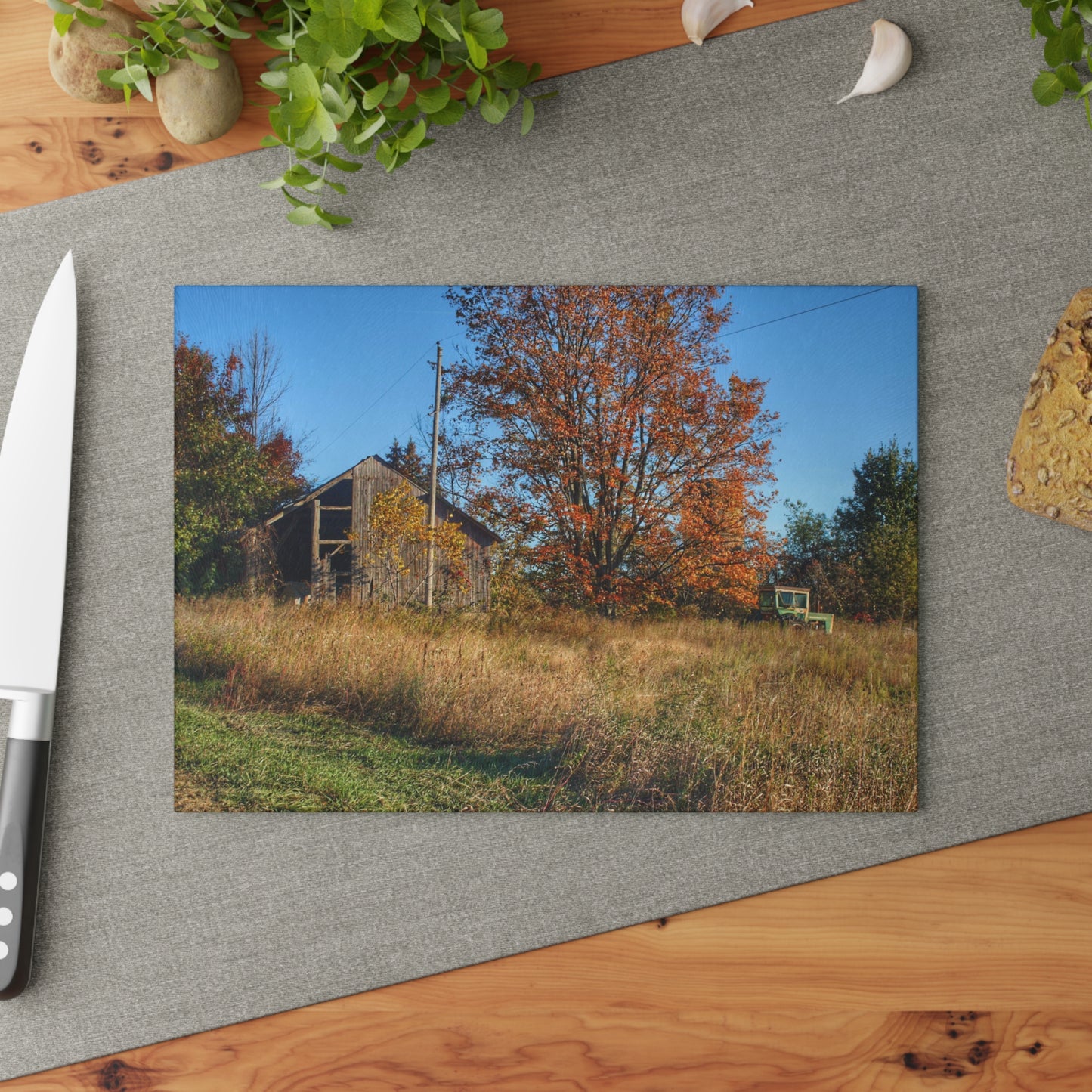 U R There Photography Clothier Road Grey Rustic Farmhouse Tempered-Glass Cutting Board