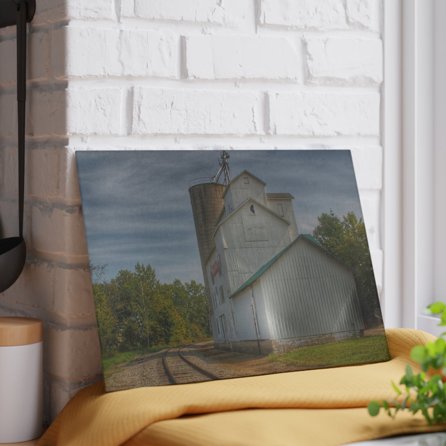 U R There Photography Attica Grey Rustic Farmhouse Tempered-Glass Cutting Board