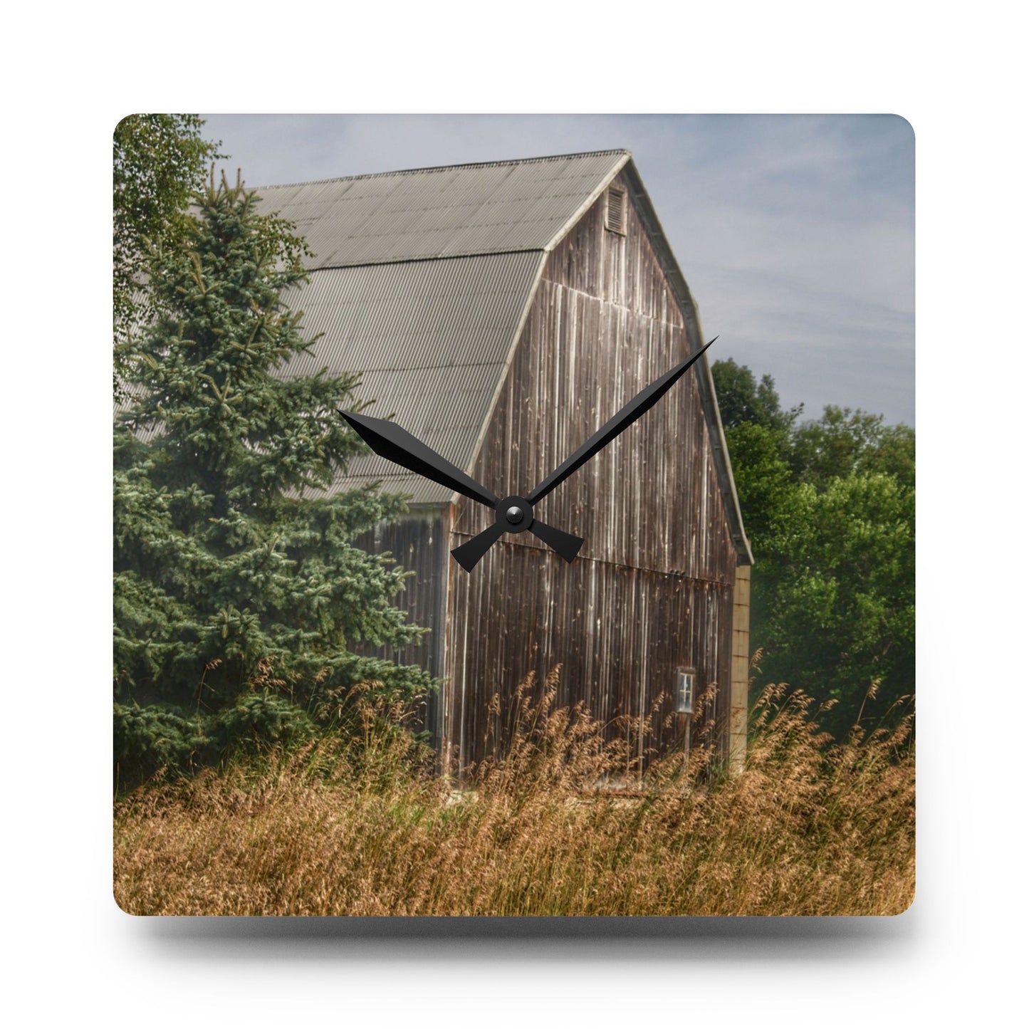 U R There Photography Seymour Lake Road Hidden Grey Rustic Farmhouse Acrylic Analog Wall Clock