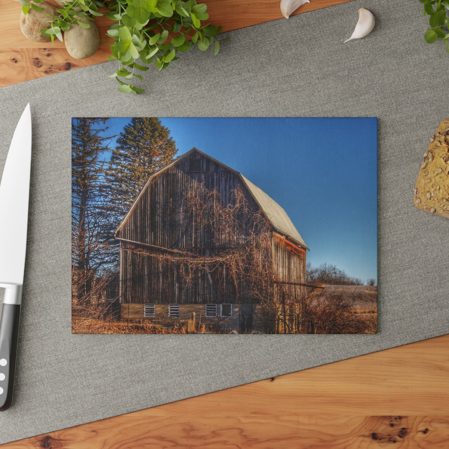 U R There Photography Newark Road Brown Beauty Rustic Farmhouse Tempered-Glass Cutting Board