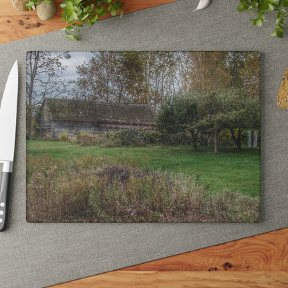 U R There Photography Grey Shack of Elmwood Rustic Farmhouse Tempered-Glass Cutting Board