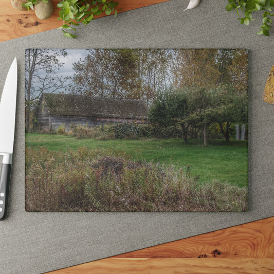 U R There Photography Grey Shack of Elmwood Rustic Farmhouse Tempered-Glass Cutting Board