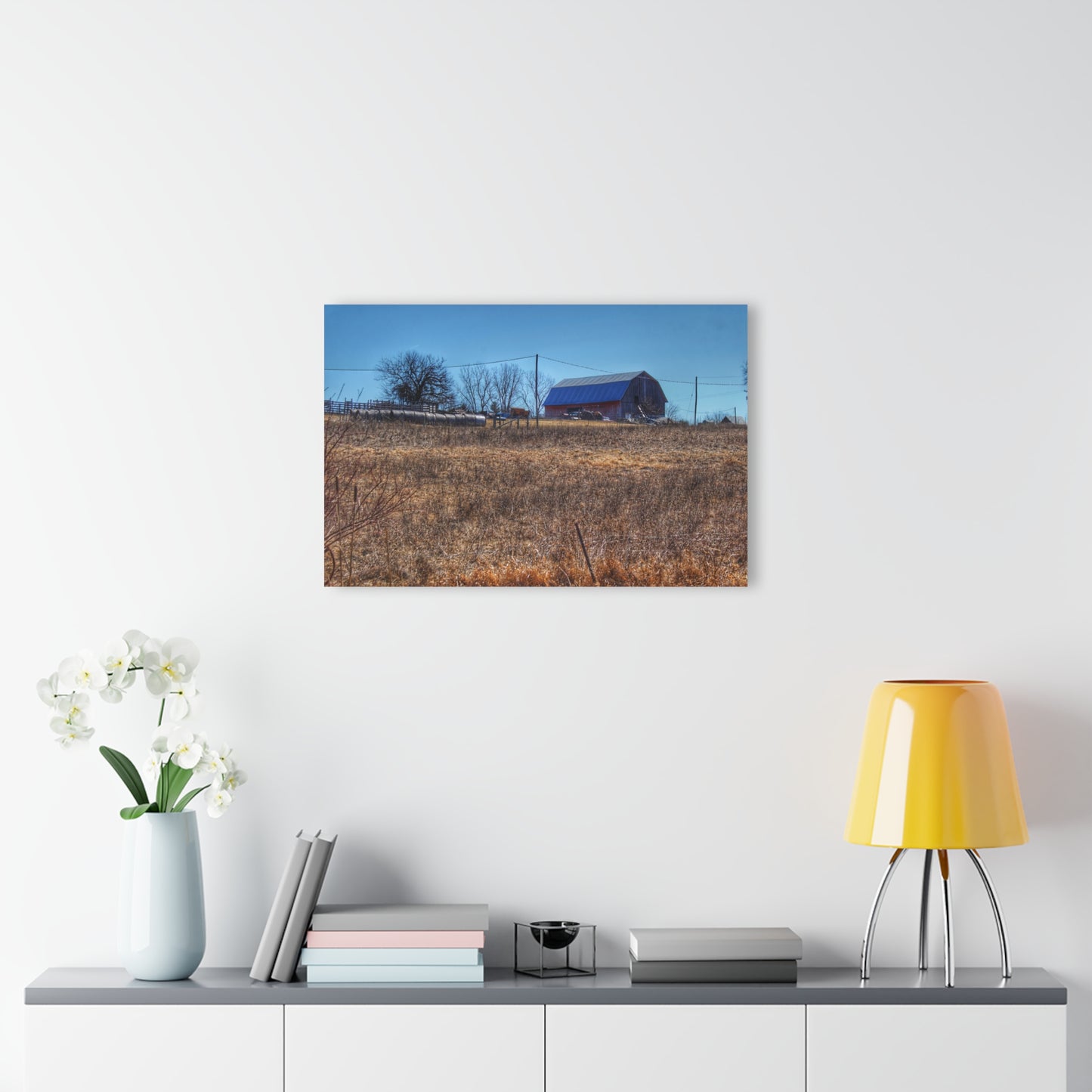 Barn Boutique Modern Farmhouse Acrylic Wall Print| Marathon Haybarn on a Hill I