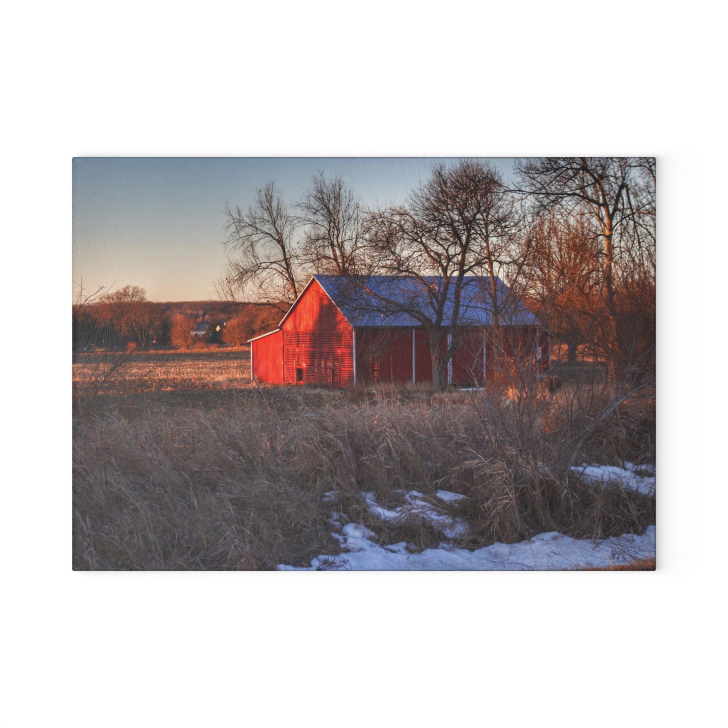 U R There Photography Early Spring on Mount Morris Road Rustic Farmhouse Tempered-Glass Cutting Board