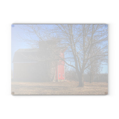 U R There Photography Leonard Road Red Rustic Farmhouse Tempered-Glass Cutting Board 8"x 11"