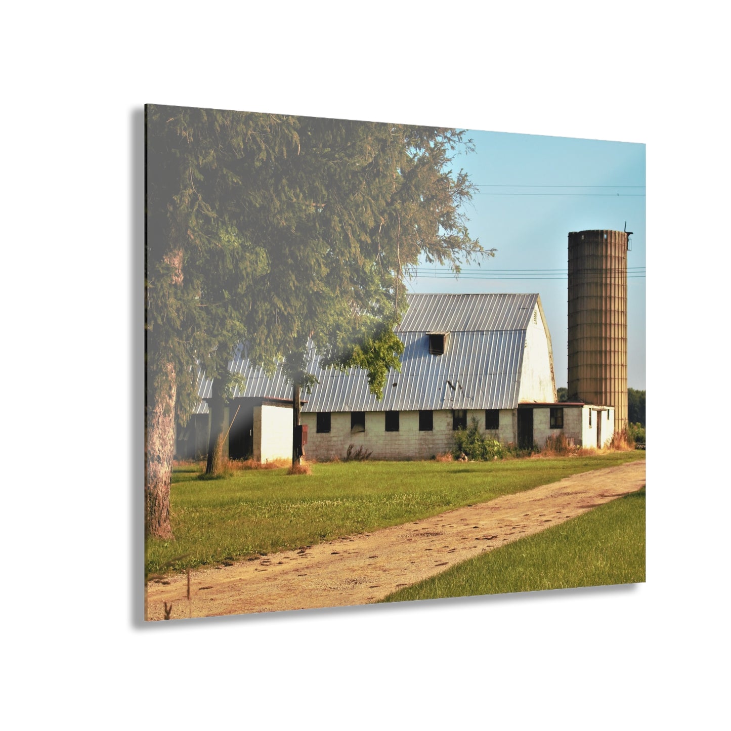 U R There Photography White Barn and Silo Rustic Farmhouse Acrylic Wall Print