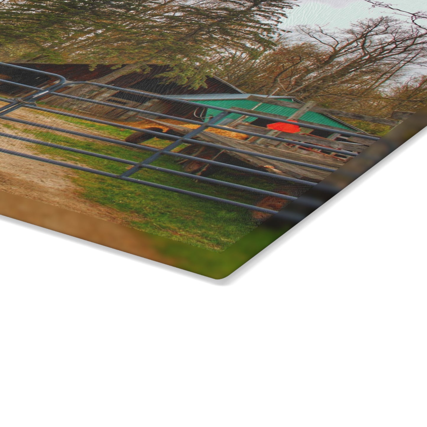 U R There Photography Castle Roadside Greys Rustic Farmhouse Tempered-Glass Cutting Board