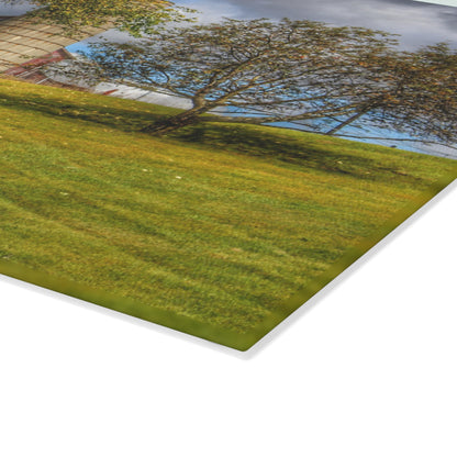 U R There Photography M-24 Hilltop Grey Rustic Farmhouse Tempered-Glass Cutting Board