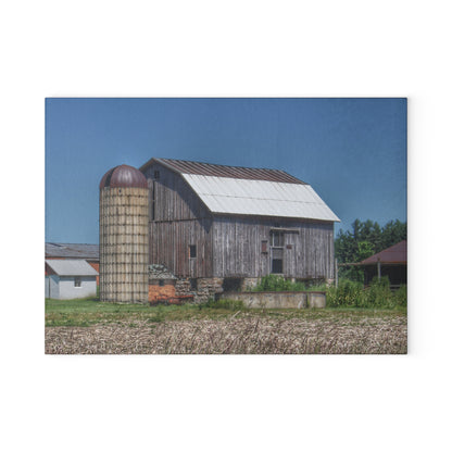 U R There Photography Millington Road Grey Rustic Farmhouse Tempered-Glass Cutting Board