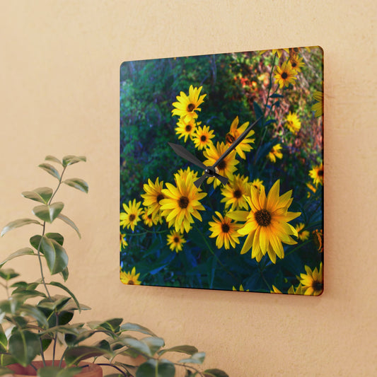 U R There Photography Bursts of Gold Rustic Farmhouse Acrylic Analog Wall Clock