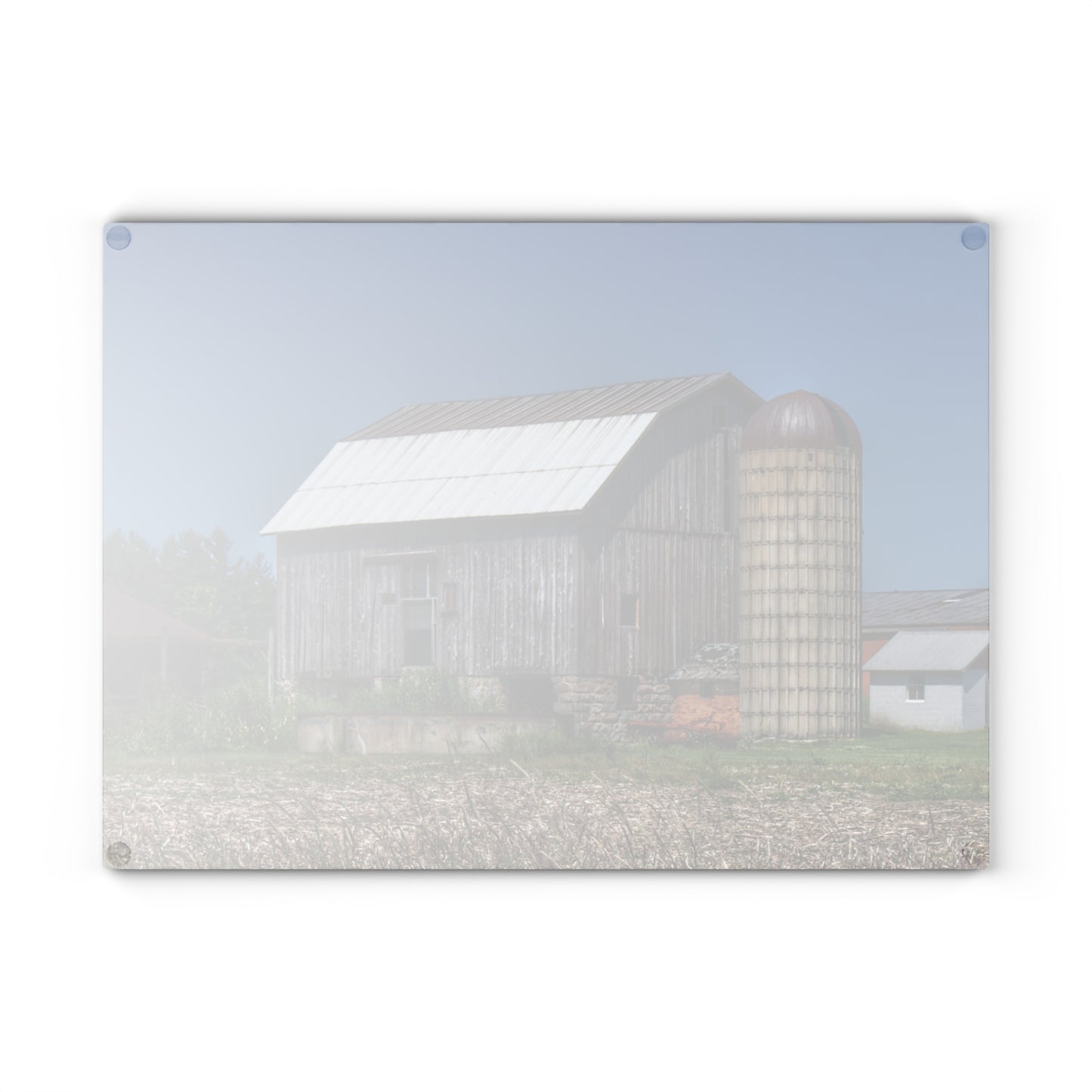 U R There Photography Millington Road Grey Rustic Farmhouse Tempered-Glass Cutting Board