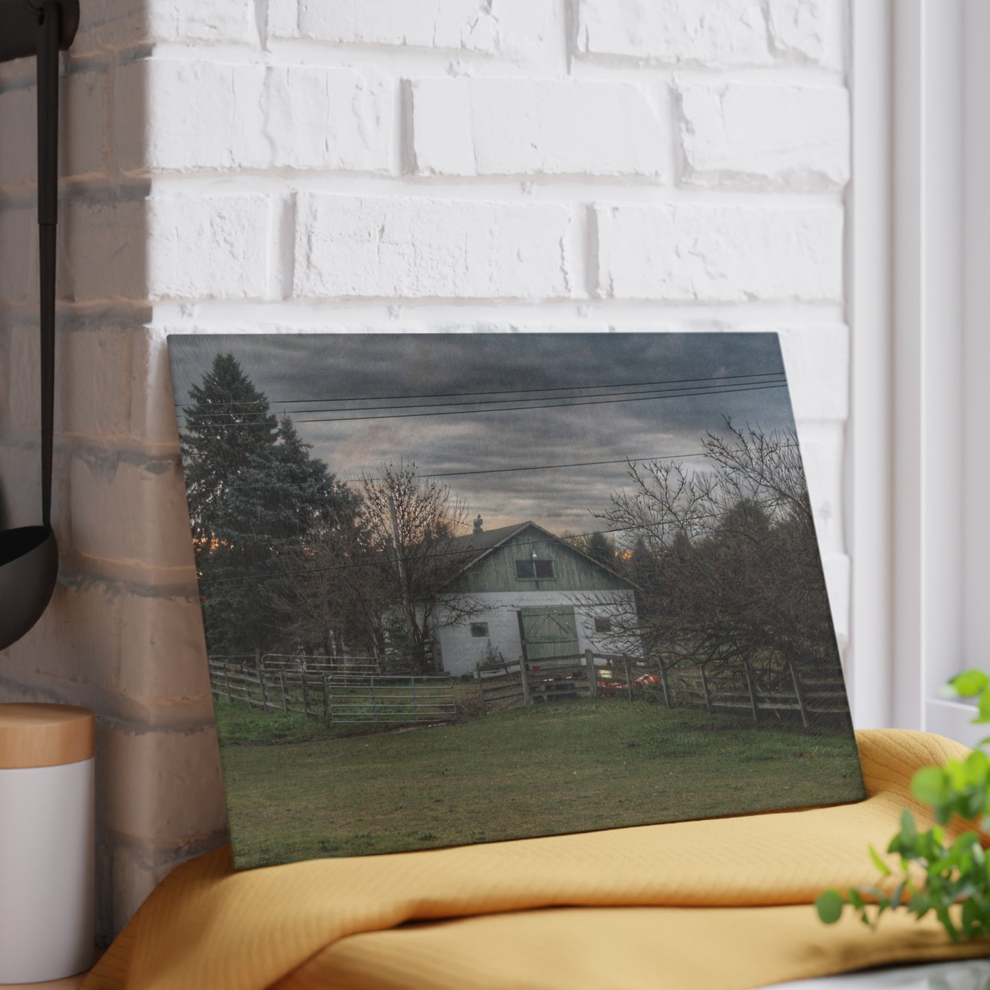 U R There Photography Myers Road Hidden White Rustic Farmhouse Tempered-Glass Cutting Board