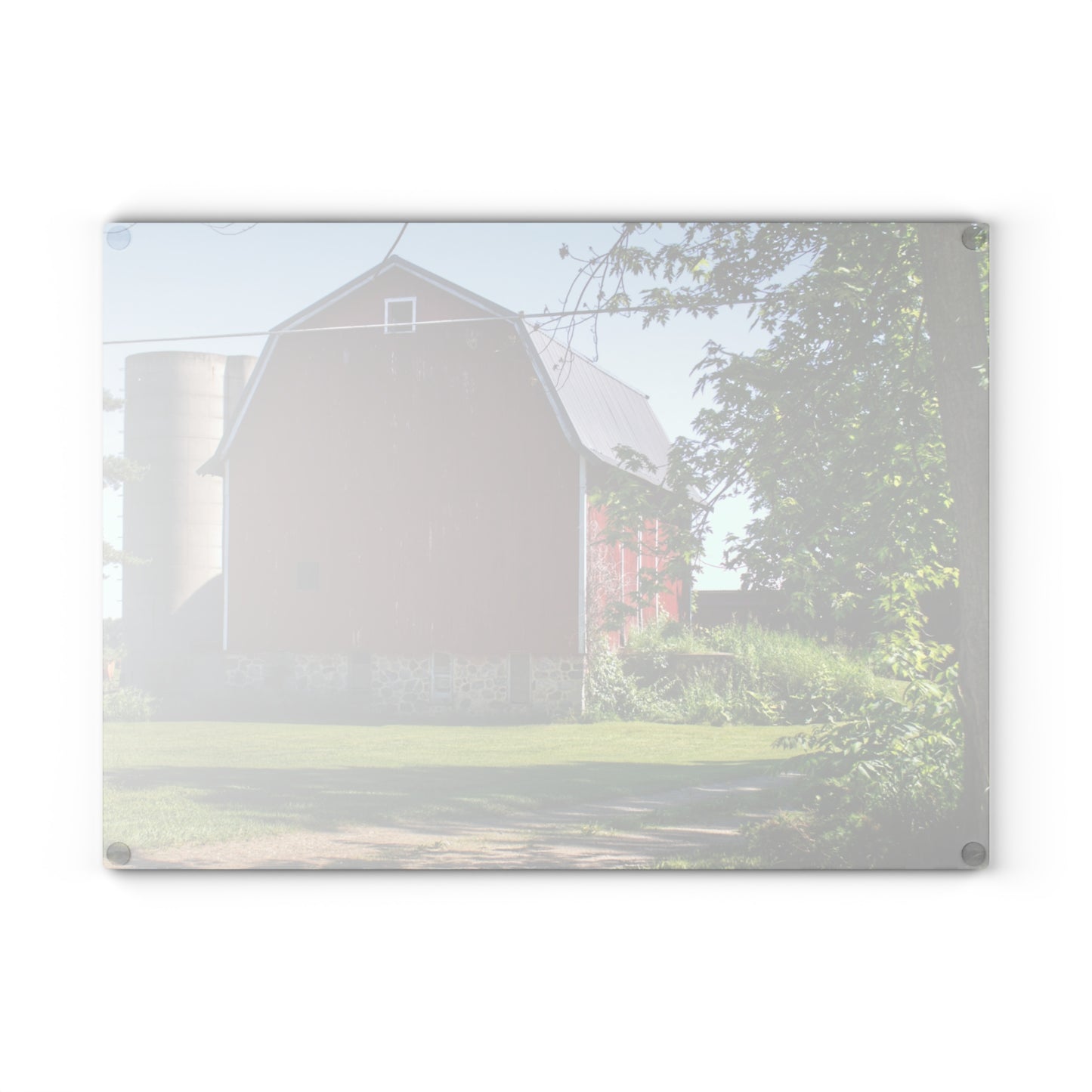 U R There Photography Mayville Road Red Rustic Farmhouse Tempered-Glass Cutting Board