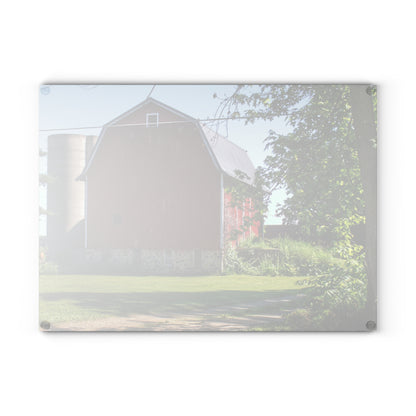 U R There Photography Mayville Road Red Rustic Farmhouse Tempered-Glass Cutting Board