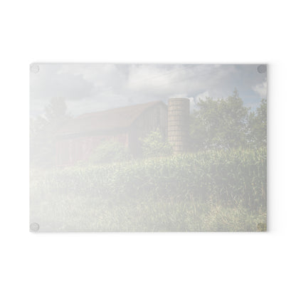 U R There Photography Armstrong Road Red III Rustic Farmhouse Tempered-Glass Cutting Board