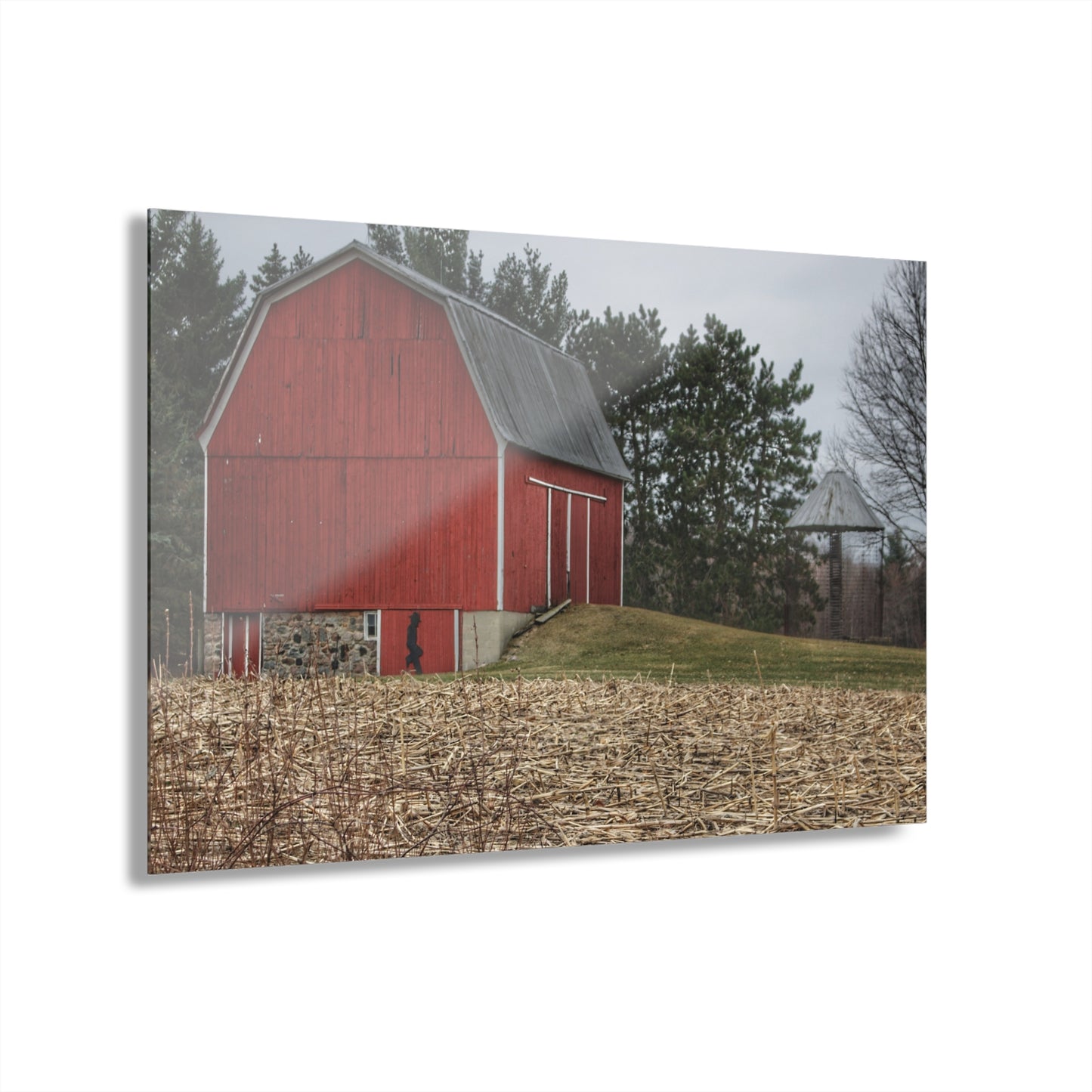 U R There Photography Fostoria Road Standing Man Red Rustic Farmhouse Acrylic Wall Print
