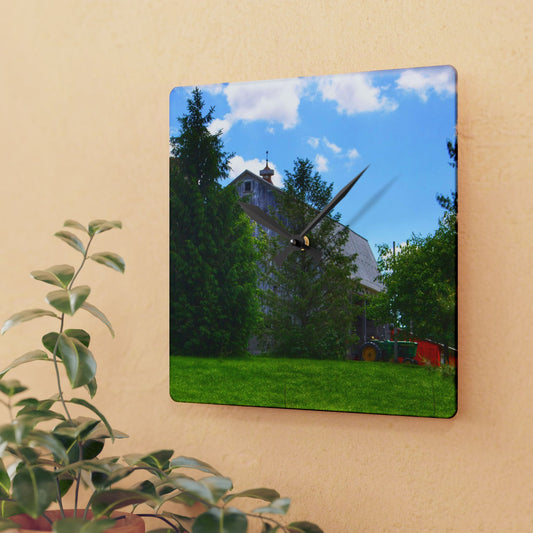 U R There Photography Bordman Road Hidden Grey Rustic Farmhouse Acrylic Analog Wall Clock