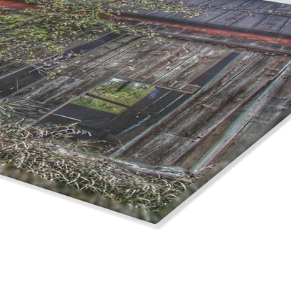 U R There Photography Annie's Barn II Rustic Farmhouse Tempered-Glass Cutting Board
