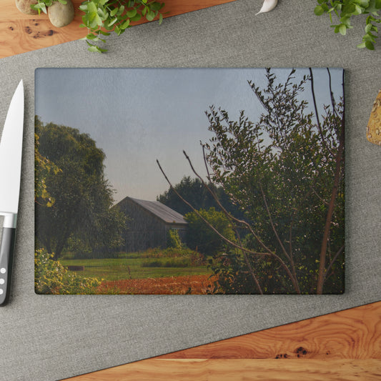 U R There Photography Clifford Hidden Grey Rustic Farmhouse Tempered-Glass Cutting Board