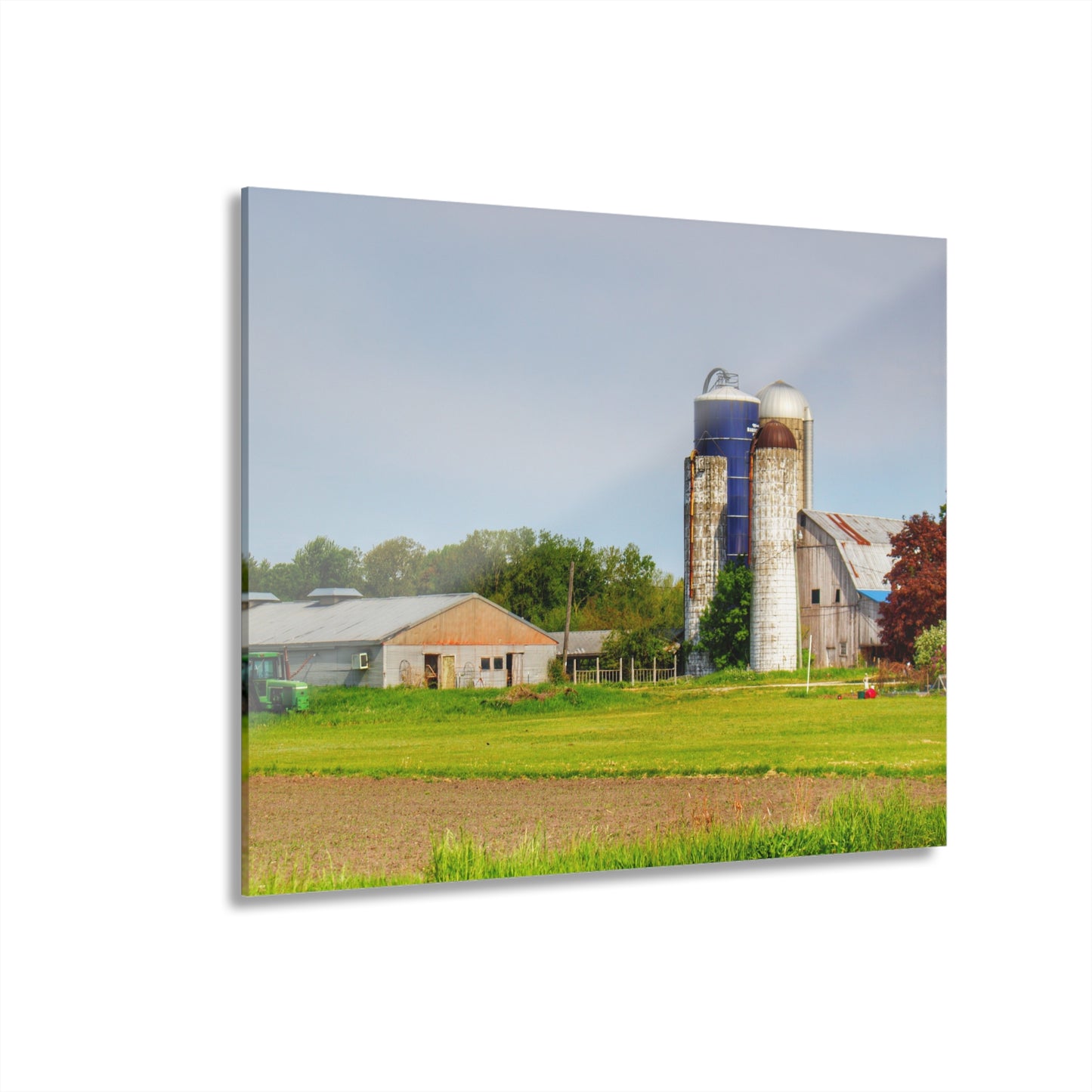 U R There Photography M-25 Old Grey and Silos Rustic Farmhouse Acrylic Wall Print