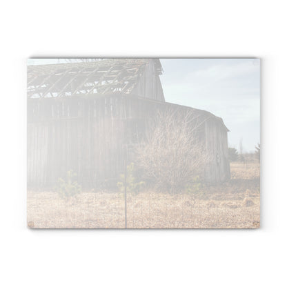 U R There Photography Leix Road Forgotten Grey II Rustic Farmhouse Tempered-Glass Cutting Board