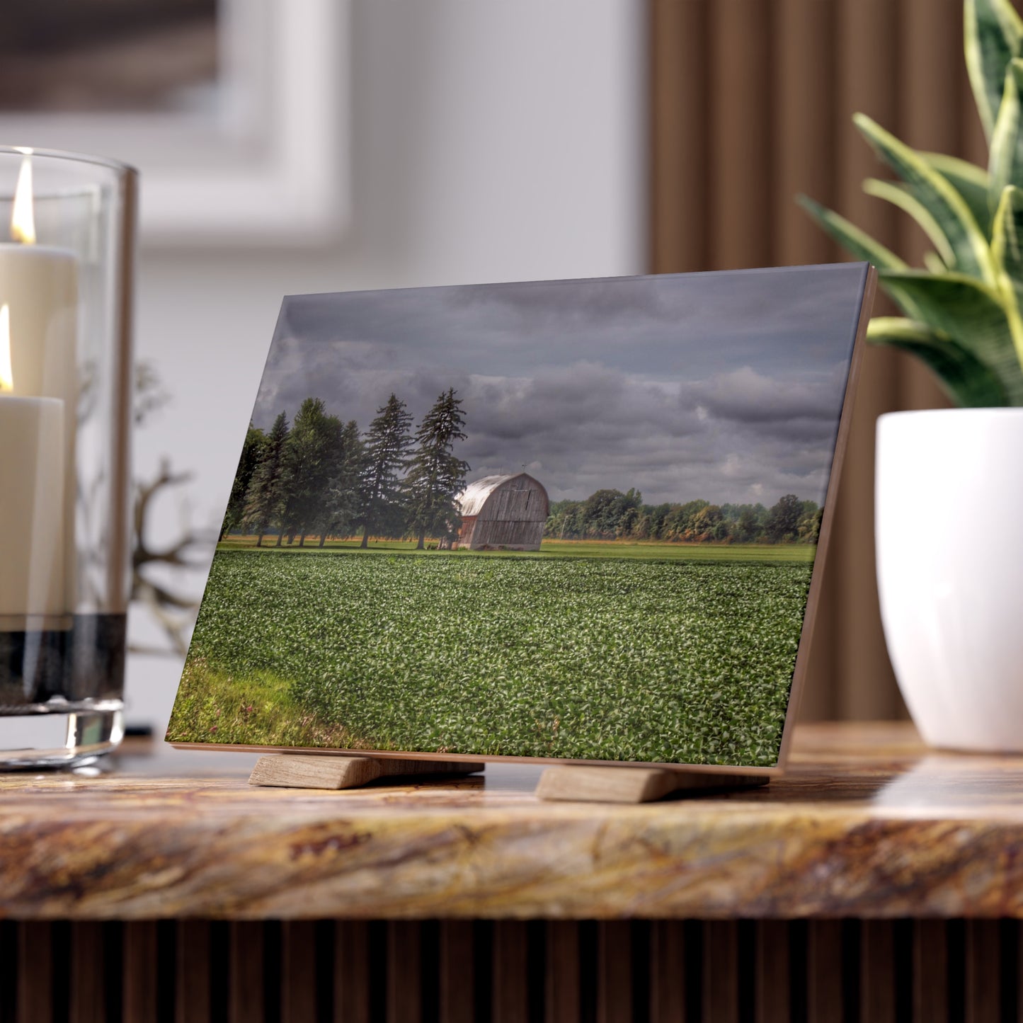 U R There Photography Belsay Grey Among the Pines Rustic Farmhouse Decorative Ceramic Tile