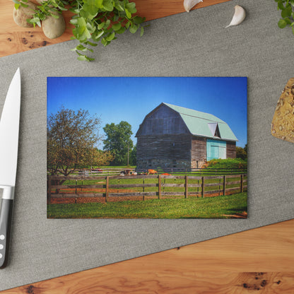 U R There Photography Harris Road Fieldstone Grey Rustic Farmhouse Tempered-Glass Cutting Board