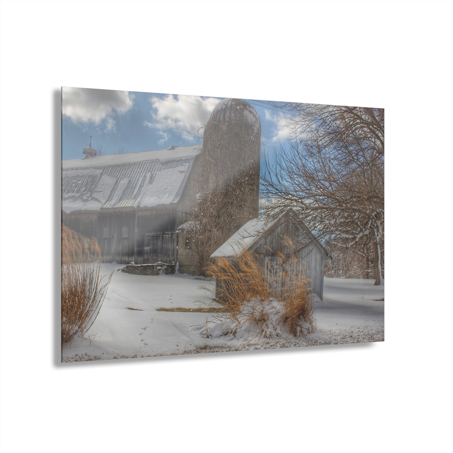 U R There Photography Ludwig Road Greys in Winter Rustic Farmhouse Acrylic Wall Print