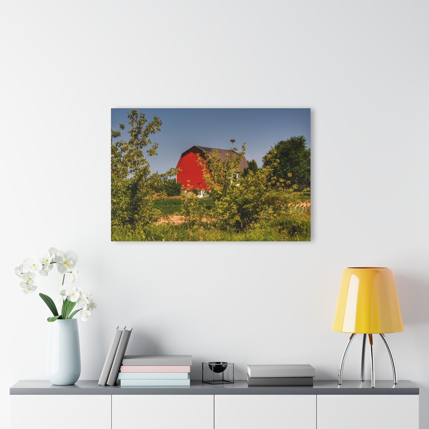 U R There Photography Beyond the Bushes Red Rustic Farmhouse Acrylic Wall Print 14 "x 11"