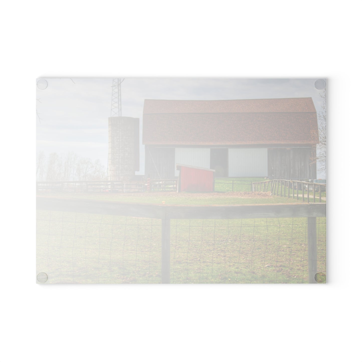 U R There Photography North Vassar Road Grey Rustic Farmhouse Tempered-Glass Cutting Board