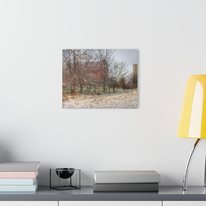 U R There Photography Hough Road Hidden Winter Red II Rustic Farmhouse Acrylic Wall Print