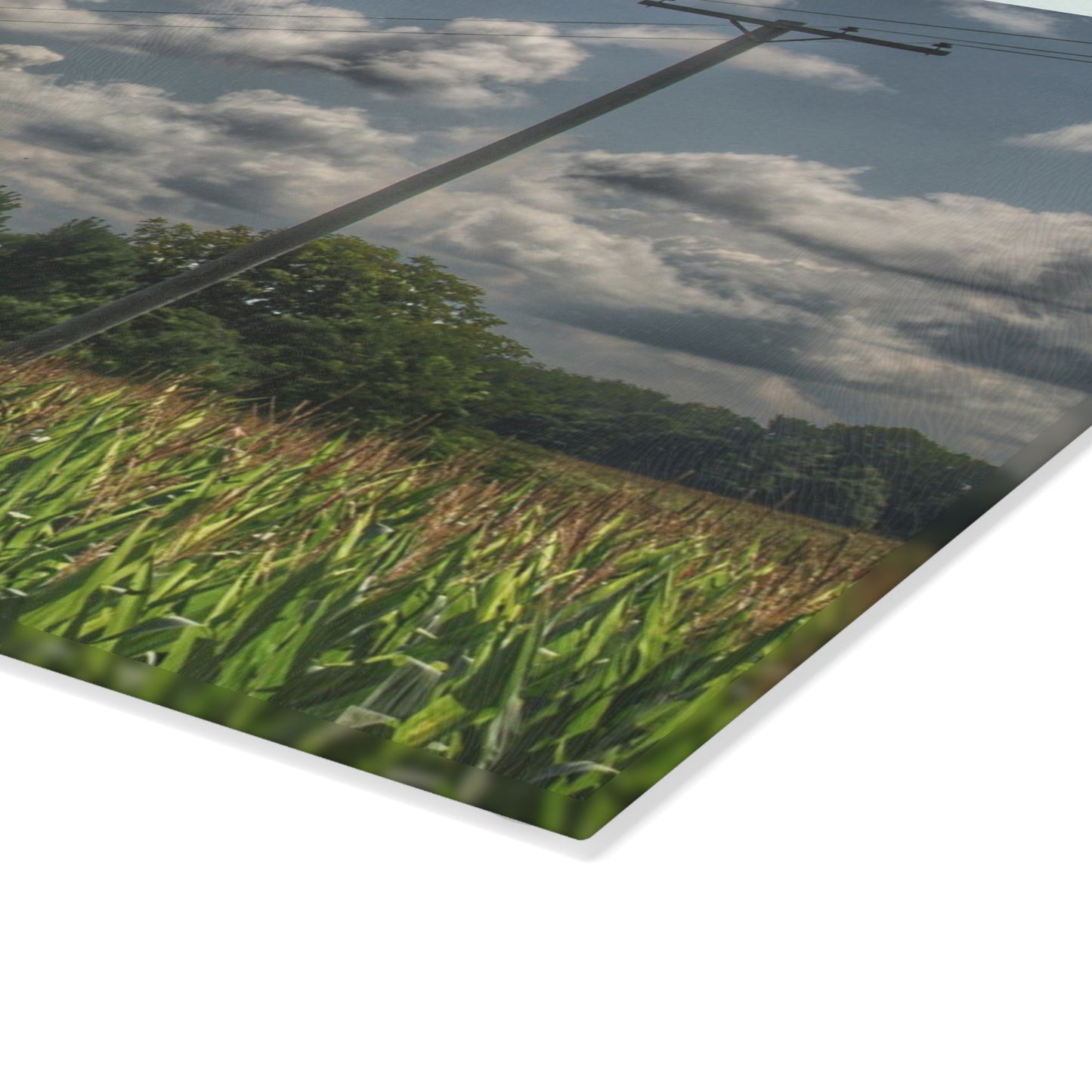 U R There Photography Grey Barn in a Cornfield Rustic Farmhouse Tempered-Glass Cutting Board