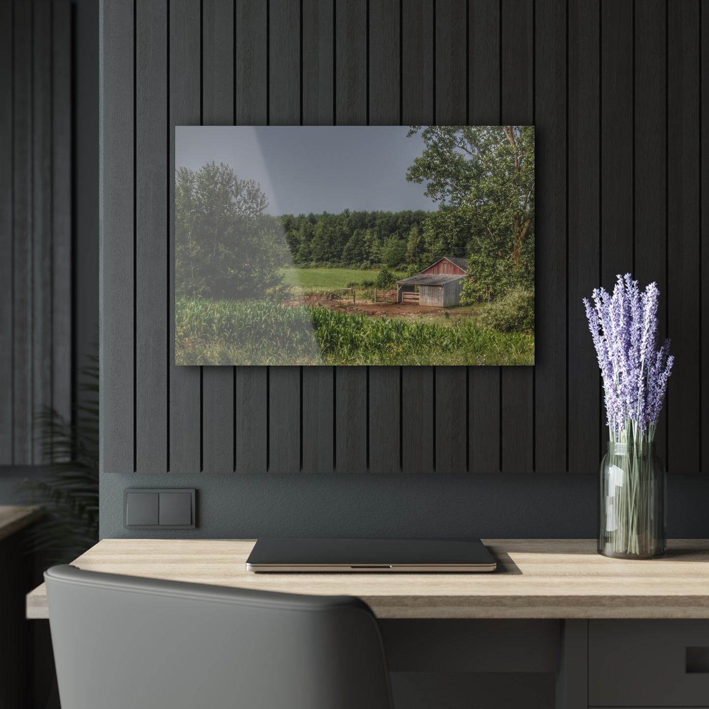 U R There Photography West Oregon Road Hidden Red I Rustic Farmhouse Acrylic Wall Print