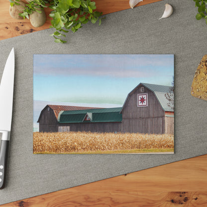 U R There Photography Frankenmuth Greys Rustic Farmhouse Tempered-Glass Cutting Board