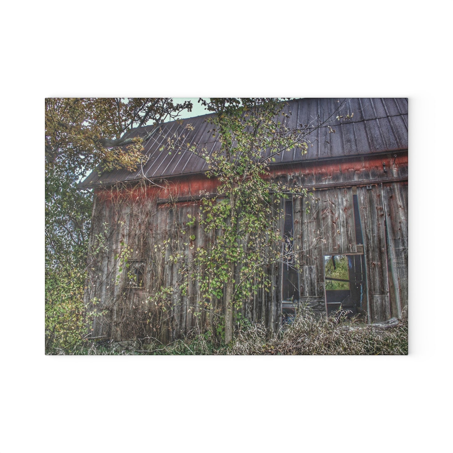 U R There Photography Annie's Barn II Rustic Farmhouse Tempered-Glass Cutting Board