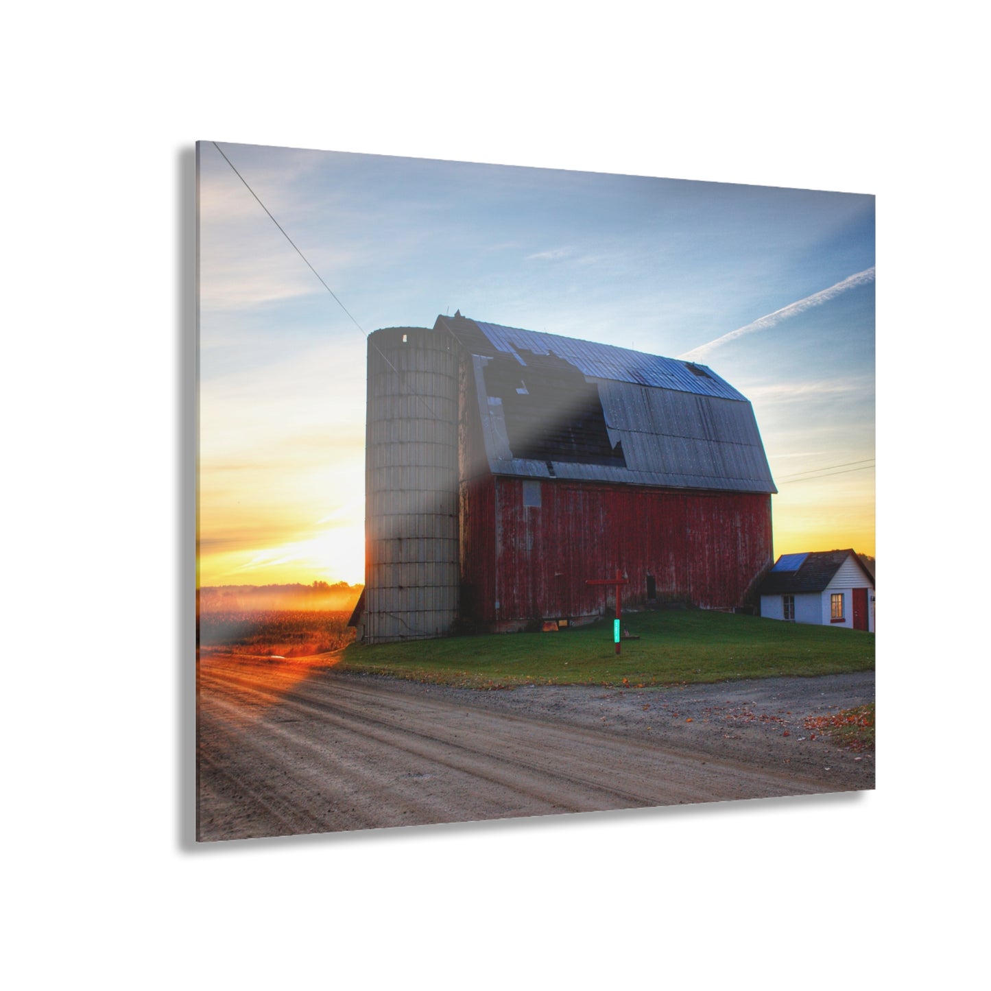 U R There Photography Haines Road Red at Sunrise Rustic Farmhouse Acrylic Wall Print