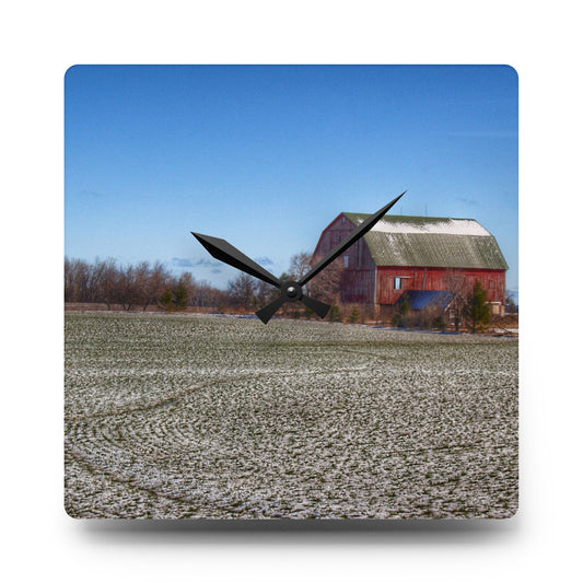 Early Spring Red I Rustic Farmhouse Acrylic Analog Wall Clock 10.75'' × 10.75'' (Square)