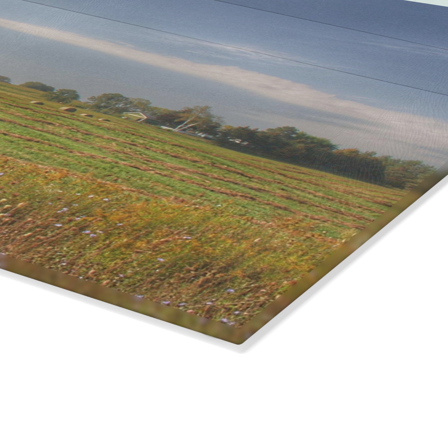 U R There Photography Farm Across the Field Rustic Farmhouse Tempered-Glass Cutting Board