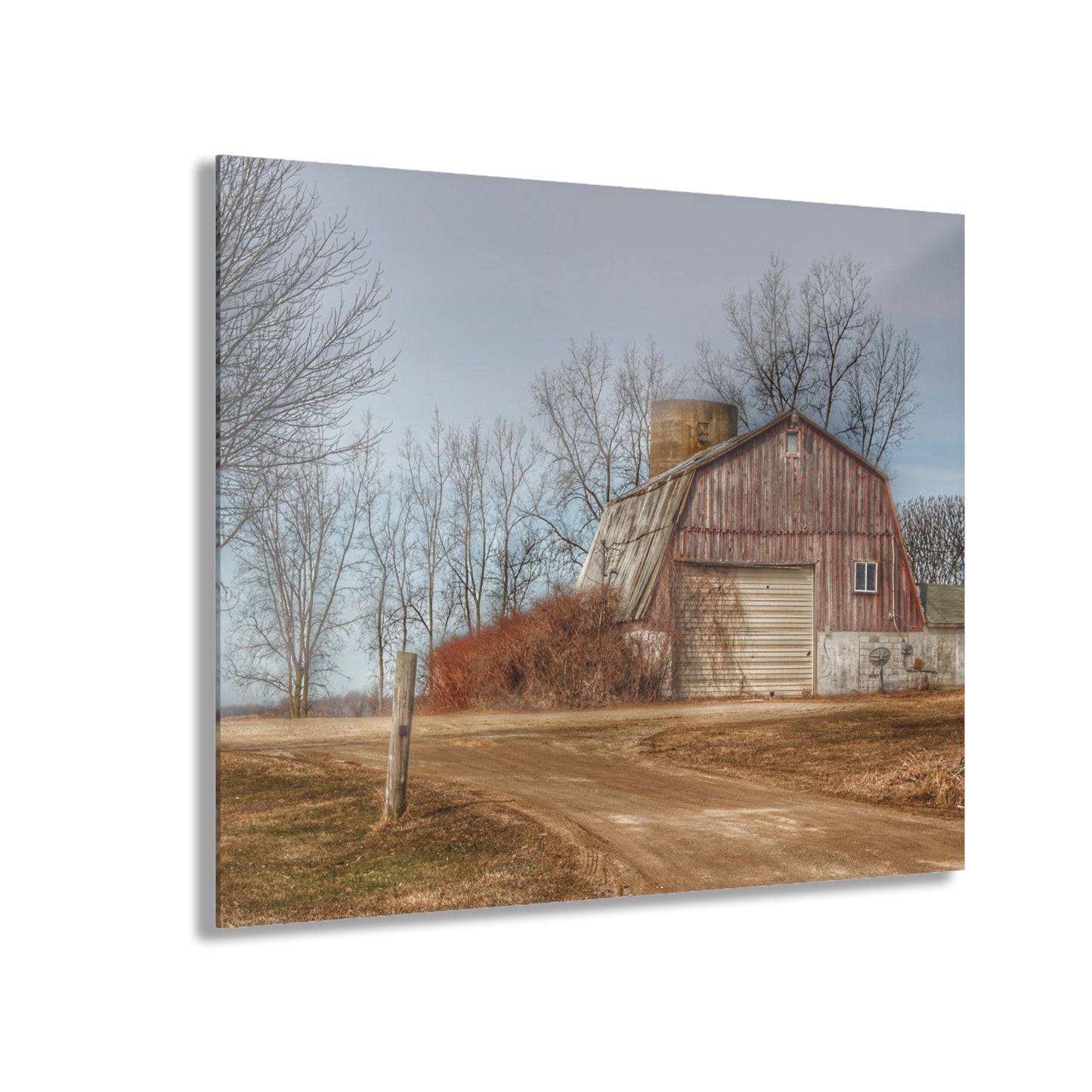 U R There Photography Maple Valley Road Red I Rustic Farmhouse Acrylic Wall Print