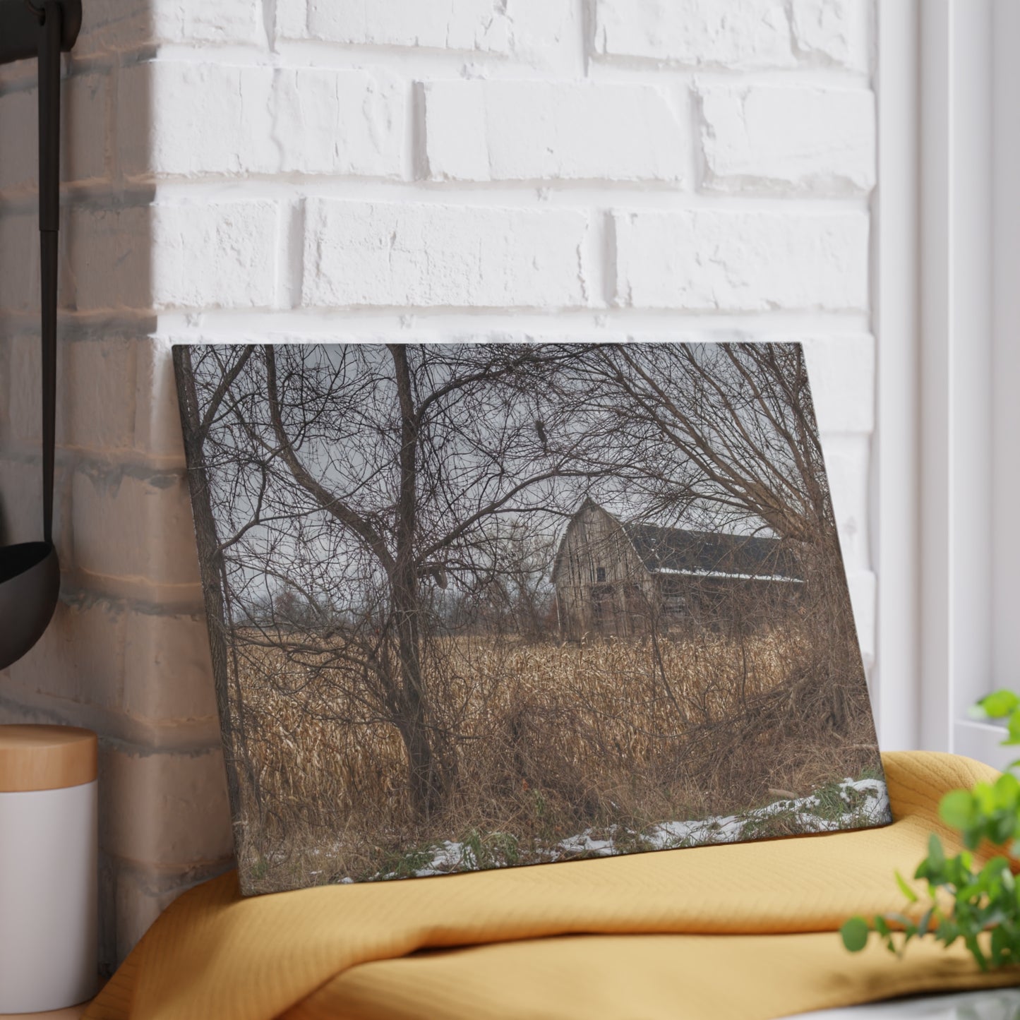U R There Photography North Oxford Road Grey I Rustic Farmhouse Tempered-Glass Cutting Board