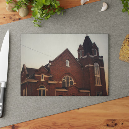U R There Photography Brown City Methodist Church Rustic Farmhouse Tempered-Glass Cutting Board